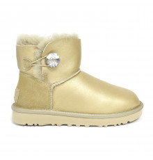 Ugg Mini Bailey Button Bling Metallic — Soft Gold