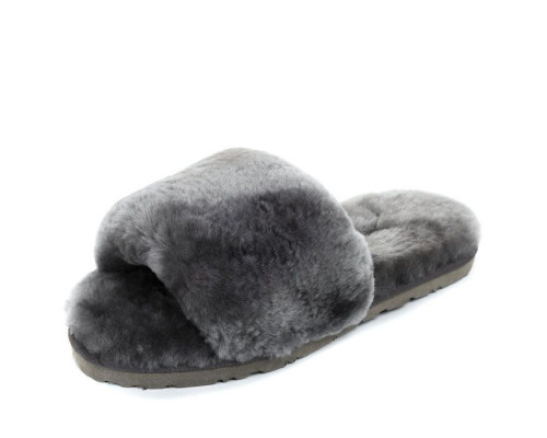 Ugg Fluff Slide Slippers — Grey