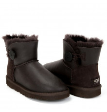 Ugg Mini Bailey Button Metallic — Chocolate